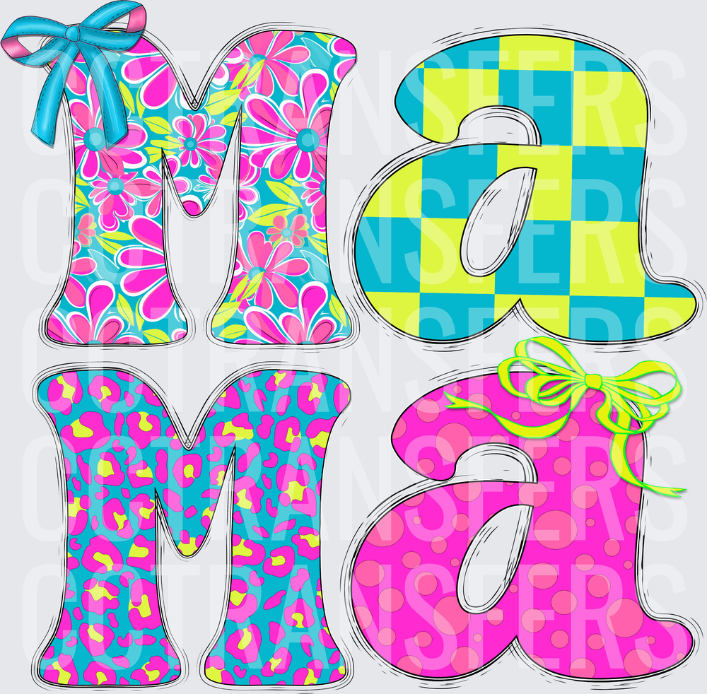Mama Bright Floral Checkered Leopard Polka Dot Letters (DTF)