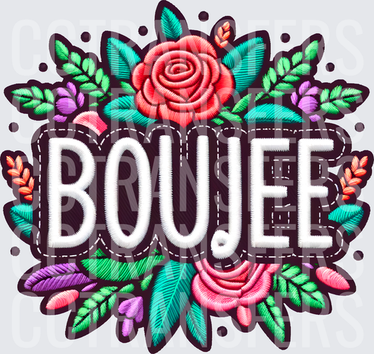 Boujee Embroidery Floral Roses Patch Design (DTF)