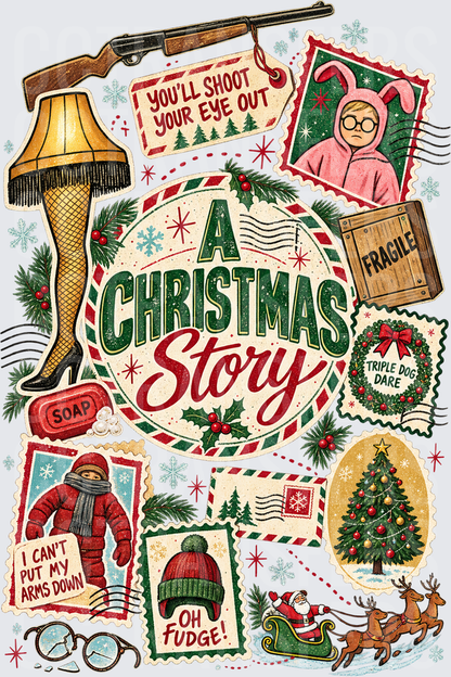 A Christmas Story Holiday Icons Collage DTF