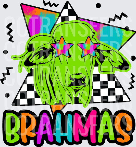 Brahmas Retro Neon Brahman Cow Star Sunglasses 80s (DTF)