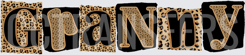 Granny Leopard Print Block Letter Design (DTF)