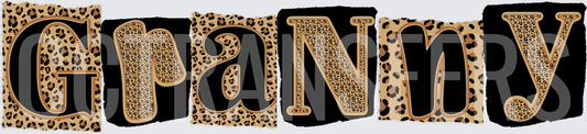 Granny Leopard Print Block Letter Design (DTF)
