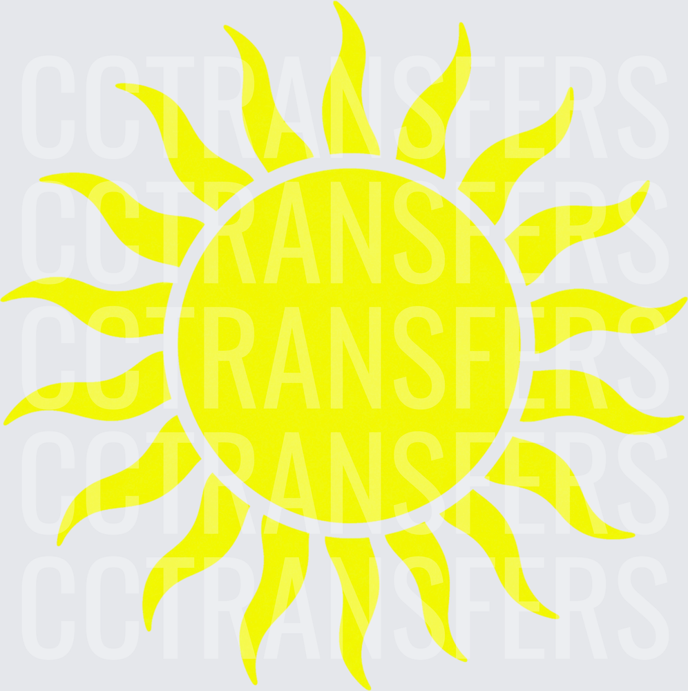 Bright Yellow Sun with Swirling Rays (DTF)