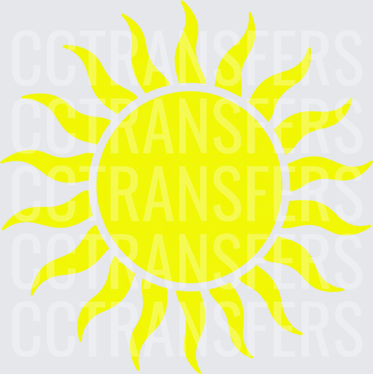 Bright Yellow Sun with Swirling Rays (DTF)