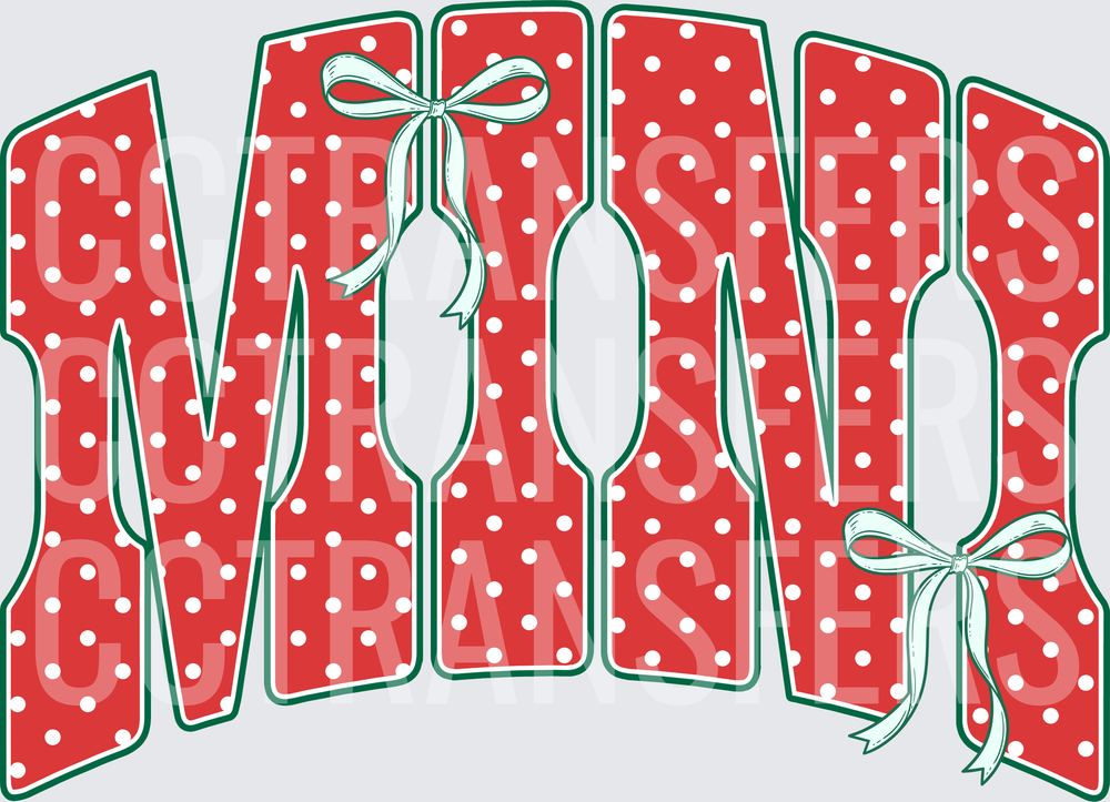 Mini Red Polka Dot Letters with Mint Bows (DTF)