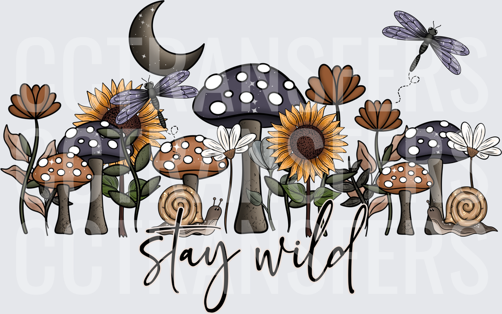 Stay Wild Mushroom Sunflower Moon Dragonfly Snail (DTF)