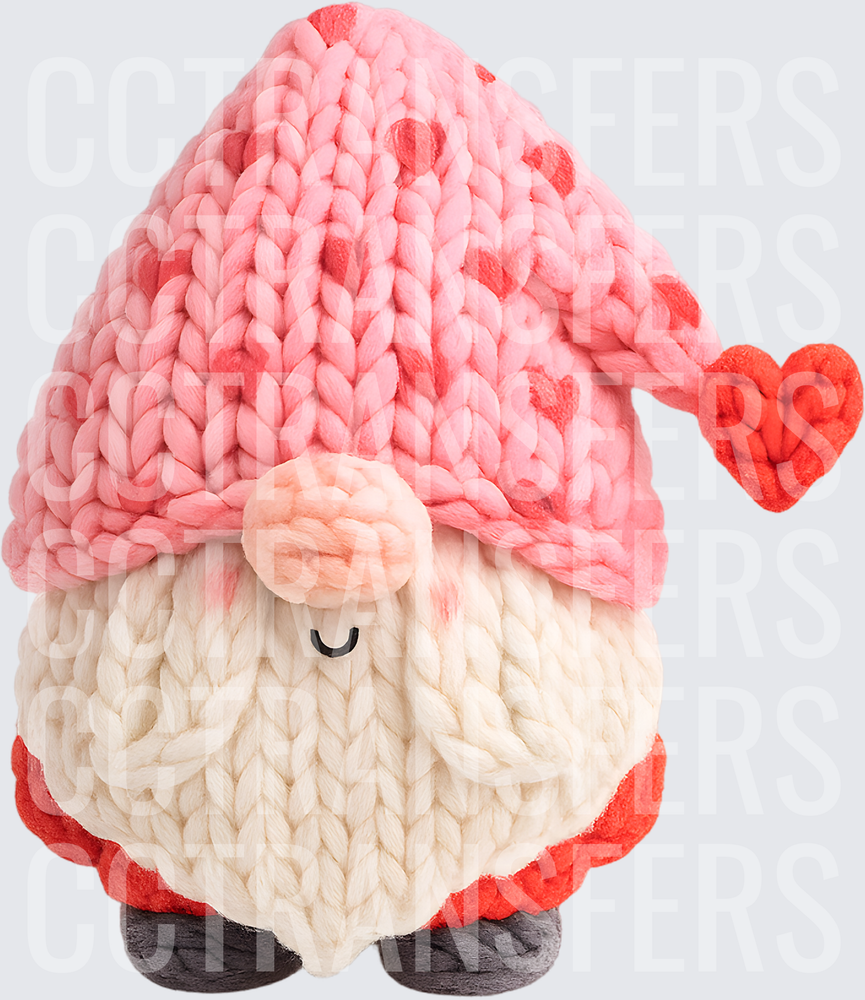 Chunky Knit Valentine Gnome with Heart Hat (DTF)