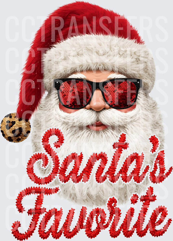 Cool Santa with Red Sequin Sunglasses Santa's Favorite (DTF)