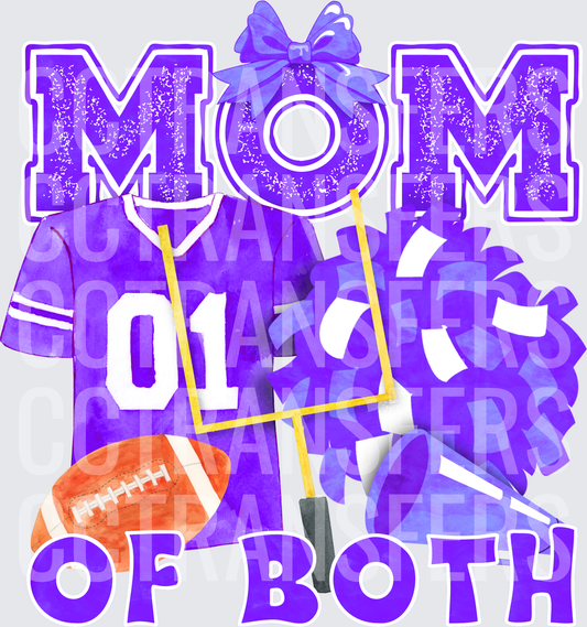 Mom Of Both Football And Cheer Purple Watercolor (DTF)