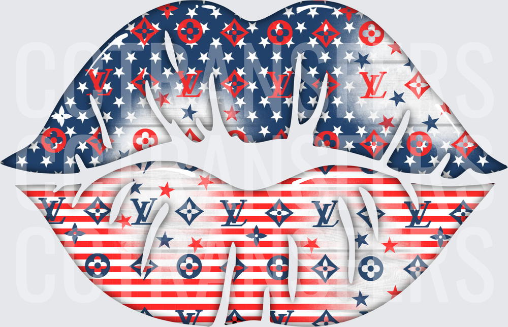 Patriotic Stars & Stripes Luxury Monogram Lips (DTF)
