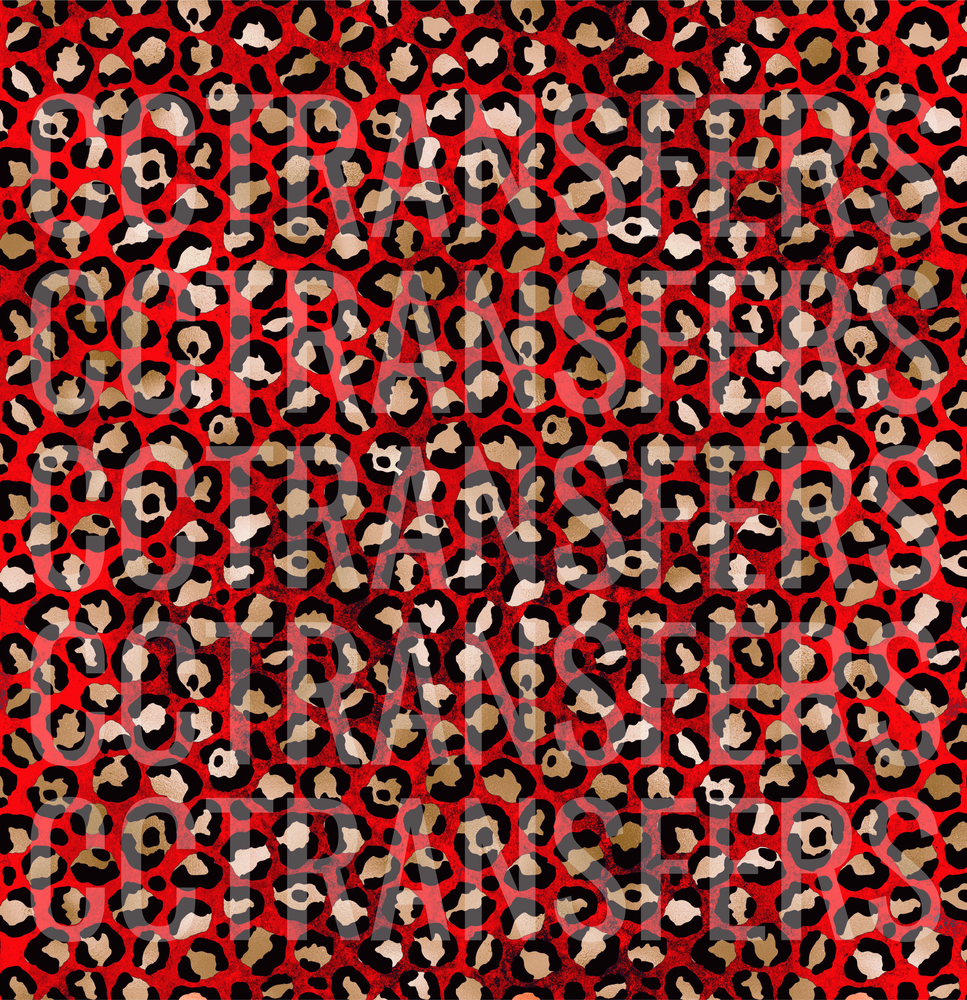 Red and Gold Leopard Animal Print Pattern (DTF)
