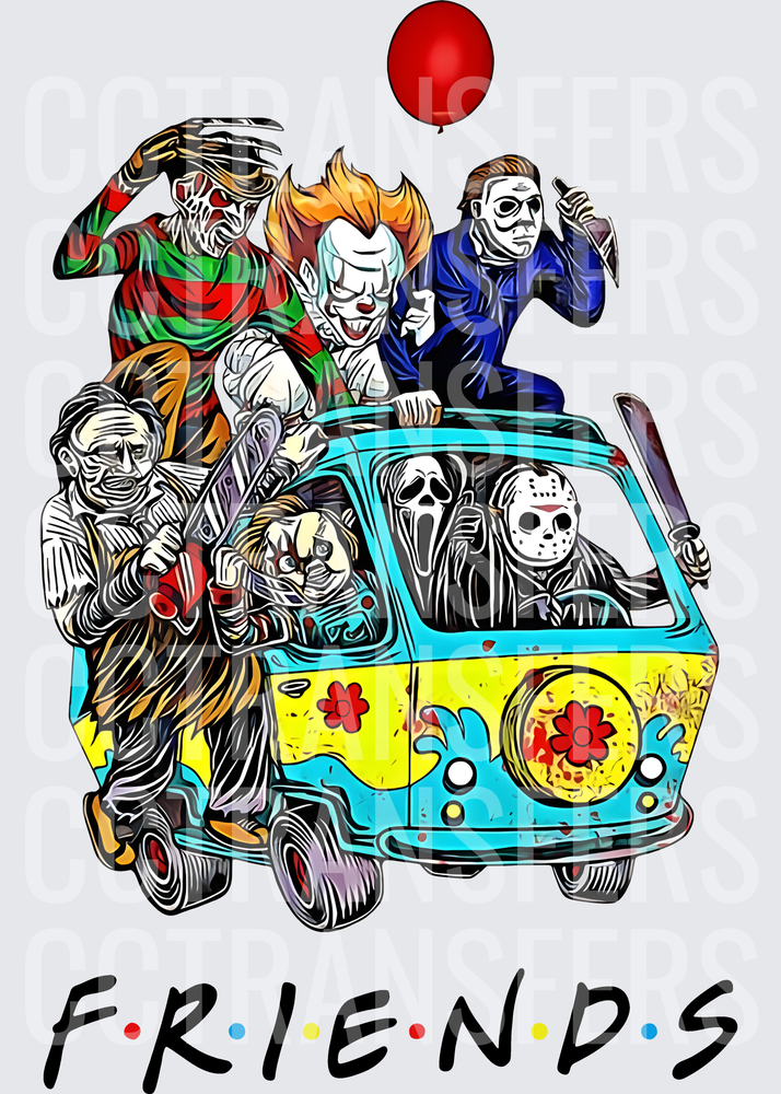 Horror Icons Riding Mystery Van FRIENDS (DTF)