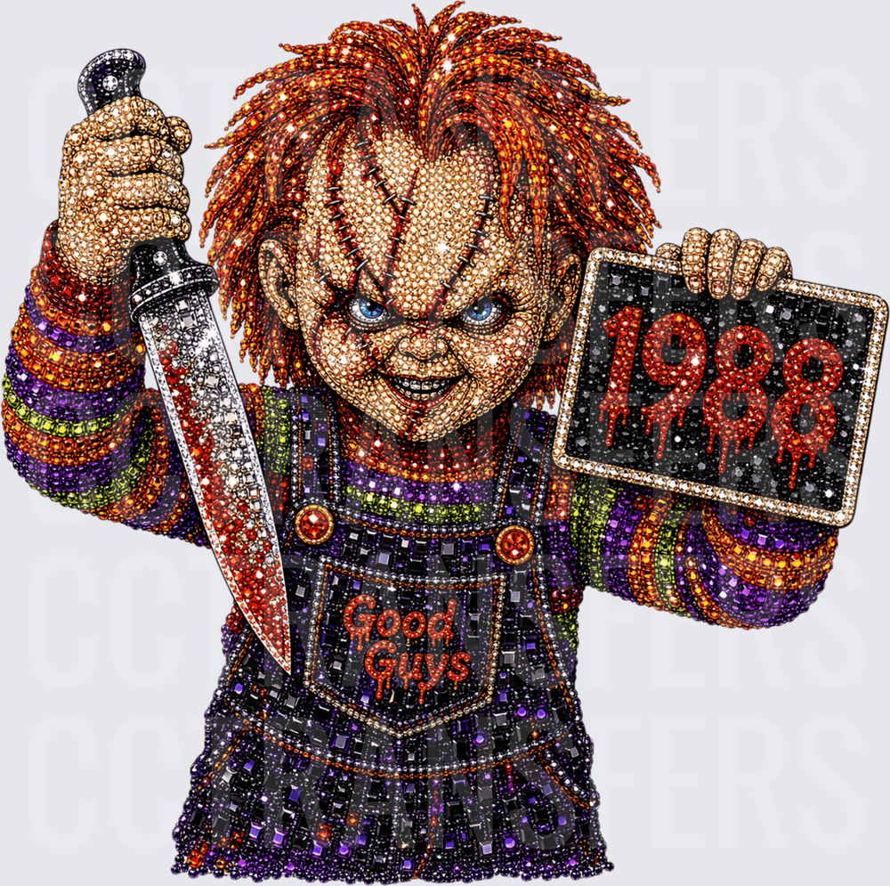 Rhinestone Horror Doll Good Guys 1988 Knife Sign (DTF)