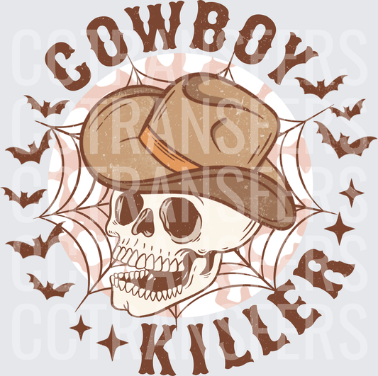 Cowboy Killer Skull Western Hat Bats Spider Web (DTF)