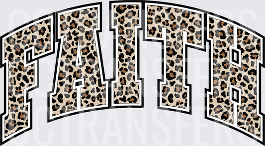 Arched FAITH Leopard Print Varsity Letters (DTF)
