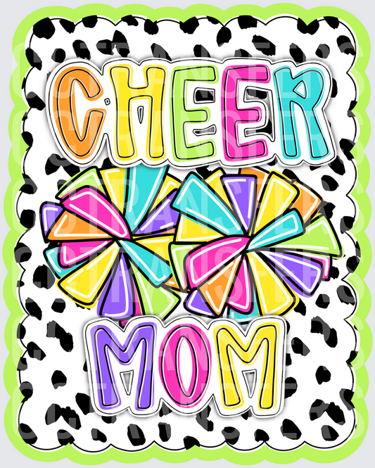 Cheer Mom Colorful Pom Poms Dalmatian Print (DTF)