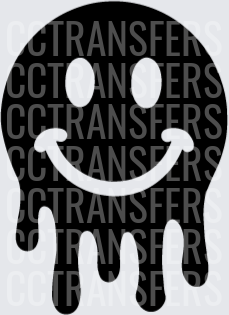 Melting Drip Smiley Face Black Silhouette (DTF)