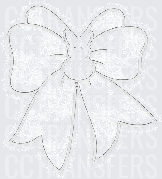 Outline Bow with Easter Bunny Center Knot (DTF)