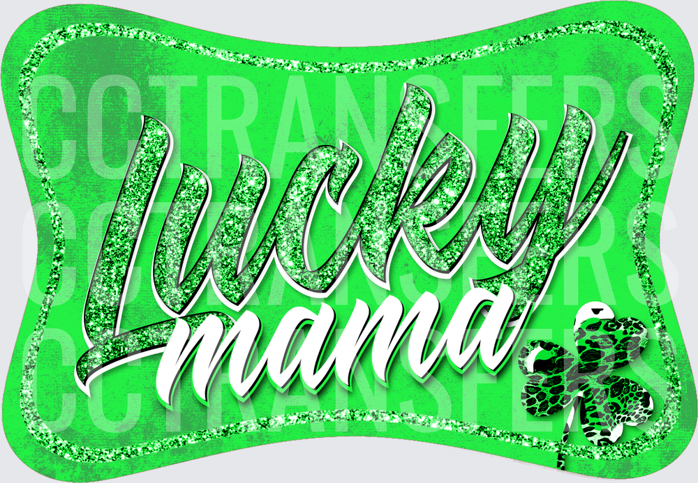 Lucky Mama Green Glitter Shamrock St. Patrick's Day (DTF)
