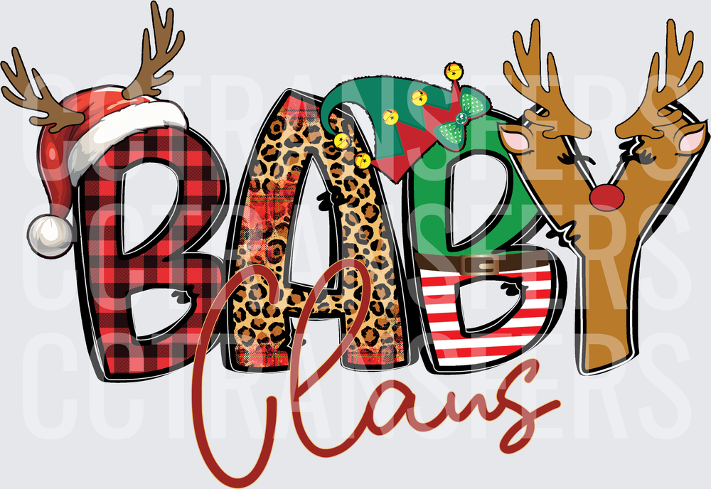 Baby Claus Christmas Buffalo Plaid Leopard Reindeer (DTF)