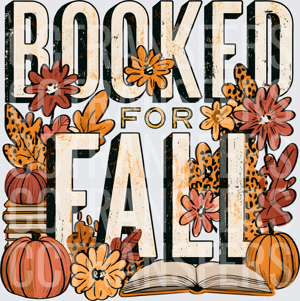 Booked For Fall Floral Pumpkins Books Leopard Print (DTF)