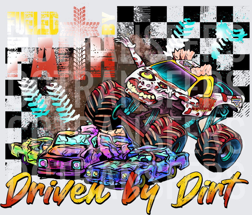 Zombie Monster Truck Crushing Cars Driven By Dirt (DTF)