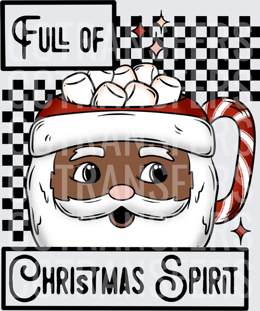 Full of Christmas Spirit Black Santa Mug Marshmallows (DTF)