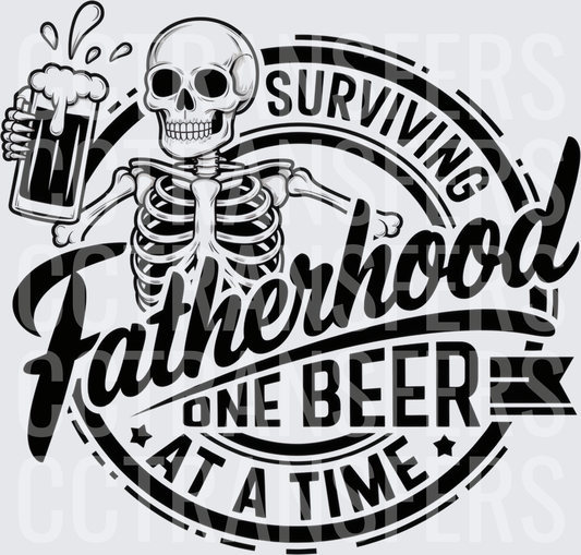 Surviving Fatherhood One Beer At A Time Skeleton (DTF)