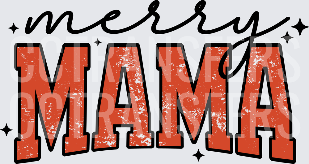 Merry Mama Distressed Varsity Letter Holiday Design (DTF)
