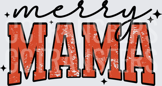 Merry Mama Distressed Varsity Letter Holiday Design (DTF)