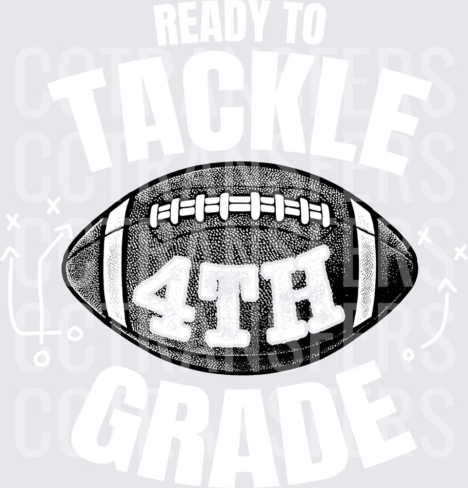 Black and White Football with 4TH Text (DTF)