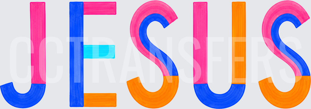 Colorful Bold Layered JESUS Typography (DTF)