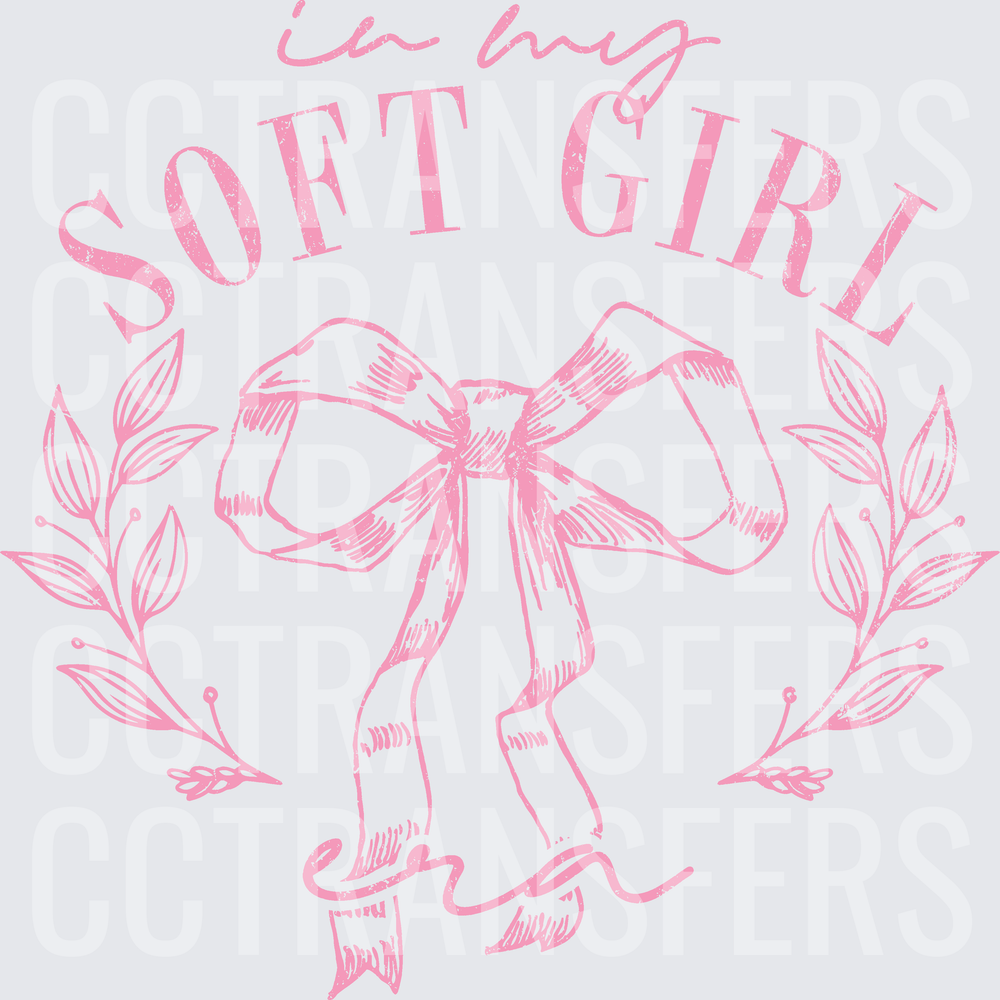 In My Soft Girl Era Pink Bow Laurel Wreath (DTF)