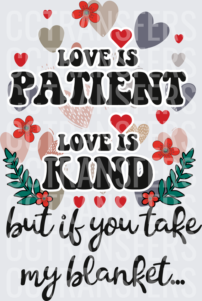 Love Is Patient Love Is Kind But If You Take My Blanket (DTF)