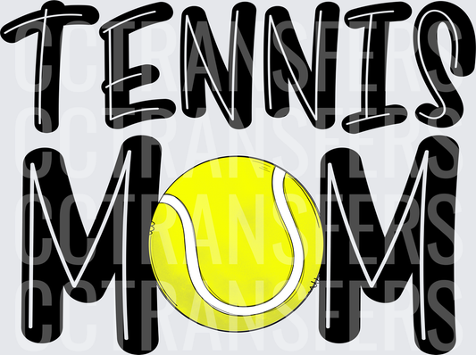 Tennis Mom Bold Text Yellow Ball Graphic DTF