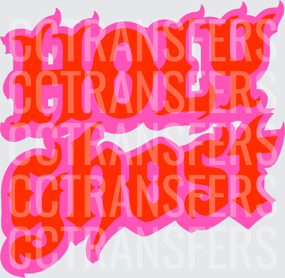 Holy Ghost Bold Gothic Flame Text Pink Red (DTF)