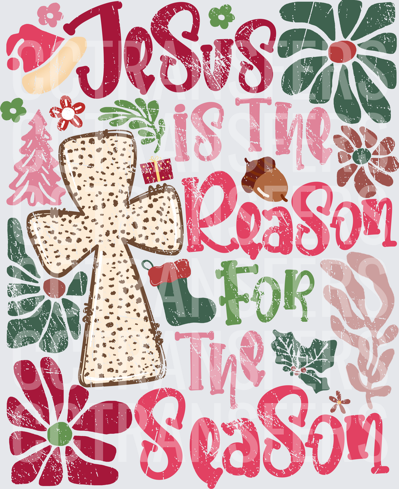 Jesus Is The Reason For The Season Leopard Cross (DTF)