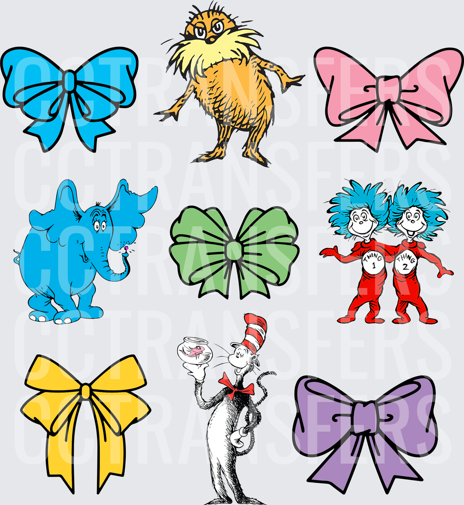 Whimsical Characters and Colorful Bow Bundle (DTF)