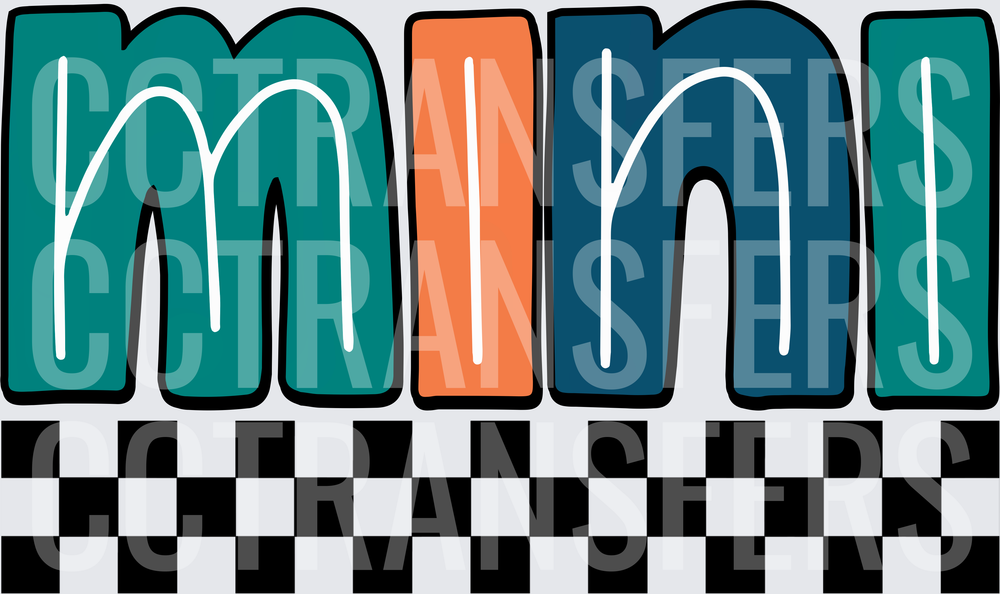 Mini Bold Retro Letters Checkered Banner (DTF)