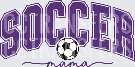 Purple Arched Soccer Mama Bold Varsity Lettering with Ball (DTF)