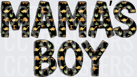 Mama's Boy Dinosaur Pattern Bold Letter Design (DTF)