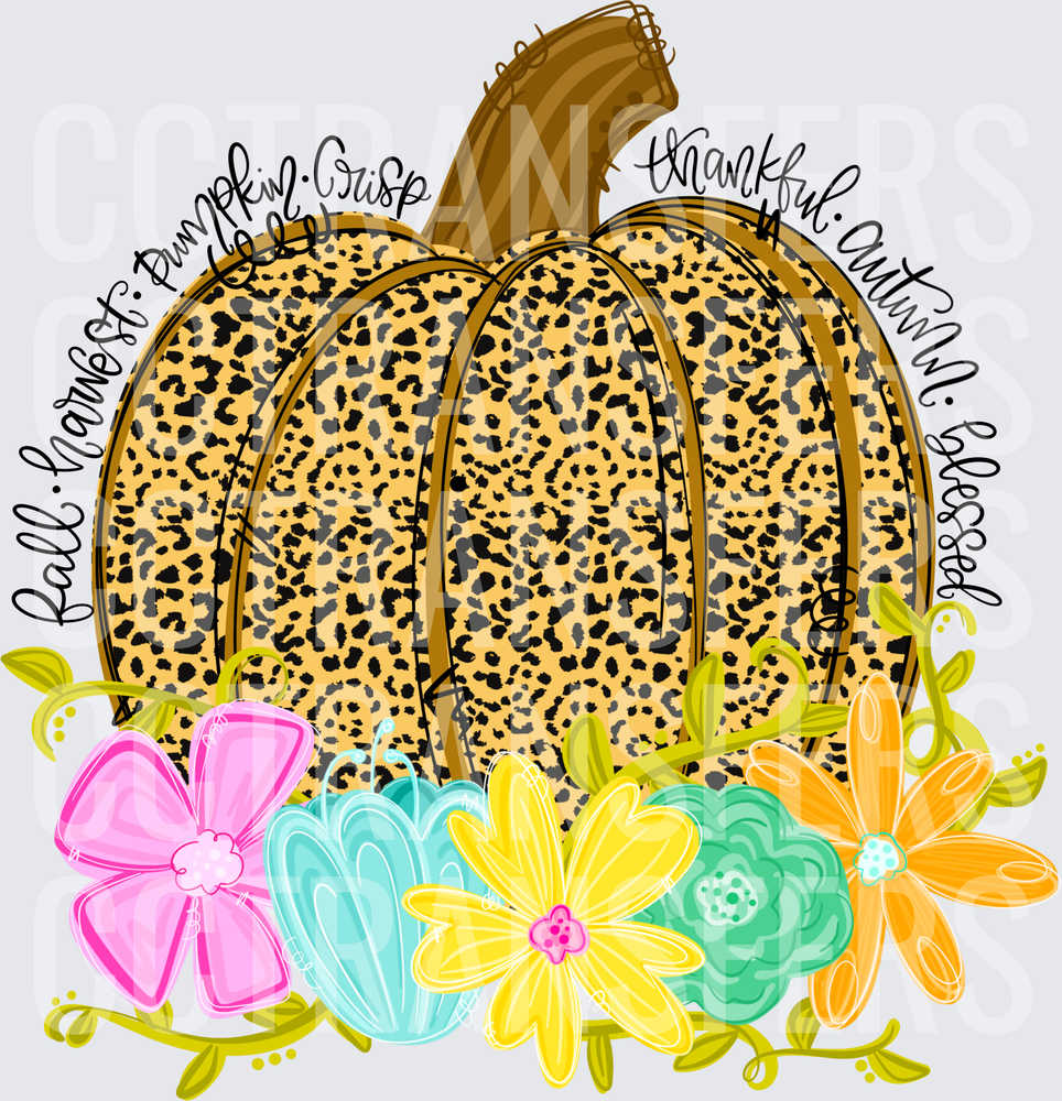 Leopard Print Pumpkin Floral Fall Harvest Thankful Blessed (DTF)