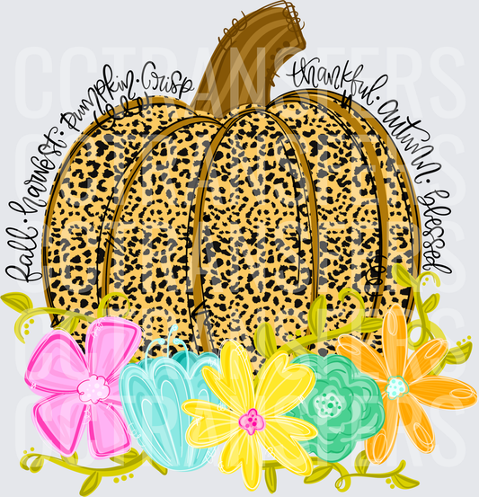 Leopard Print Pumpkin Floral Fall Harvest Thankful Blessed (DTF)