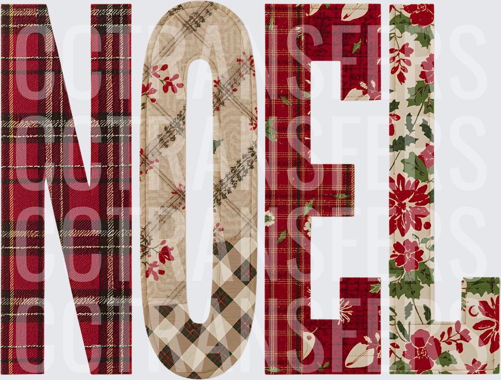 NOEL Patchwork Plaid Floral Holiday Letters (DTF)