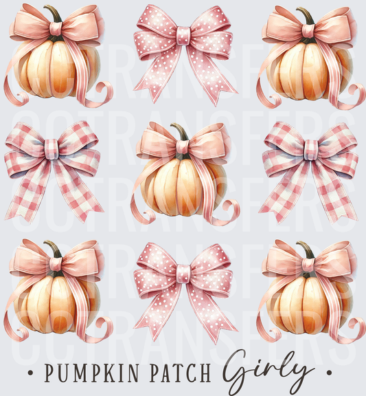Girly Pumpkins Pink Bows Plaid Polka Dot Fall Bundle (DTF)
