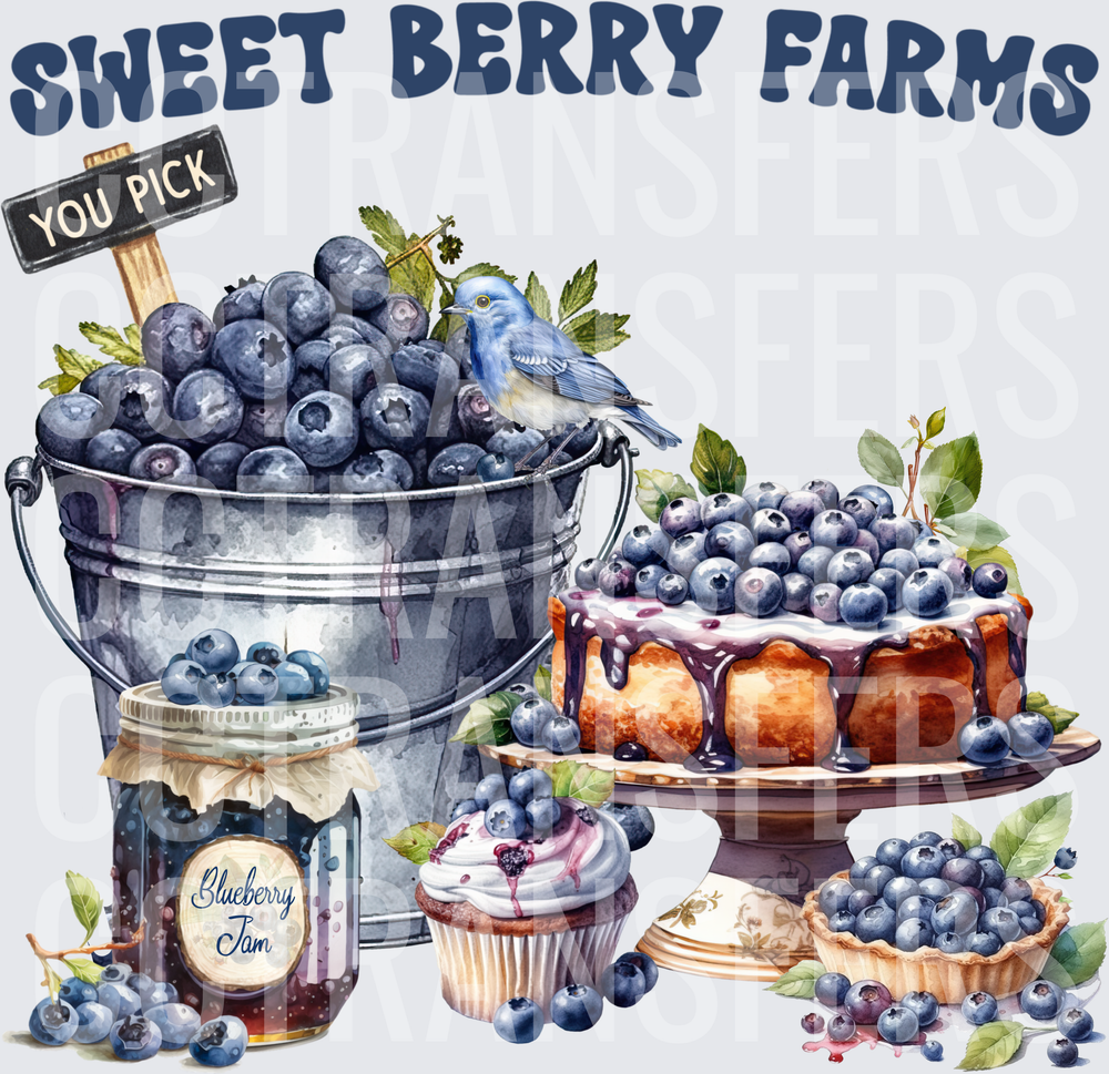 Sweet Berry Farms You Pick Blueberry Watercolor (DTF)