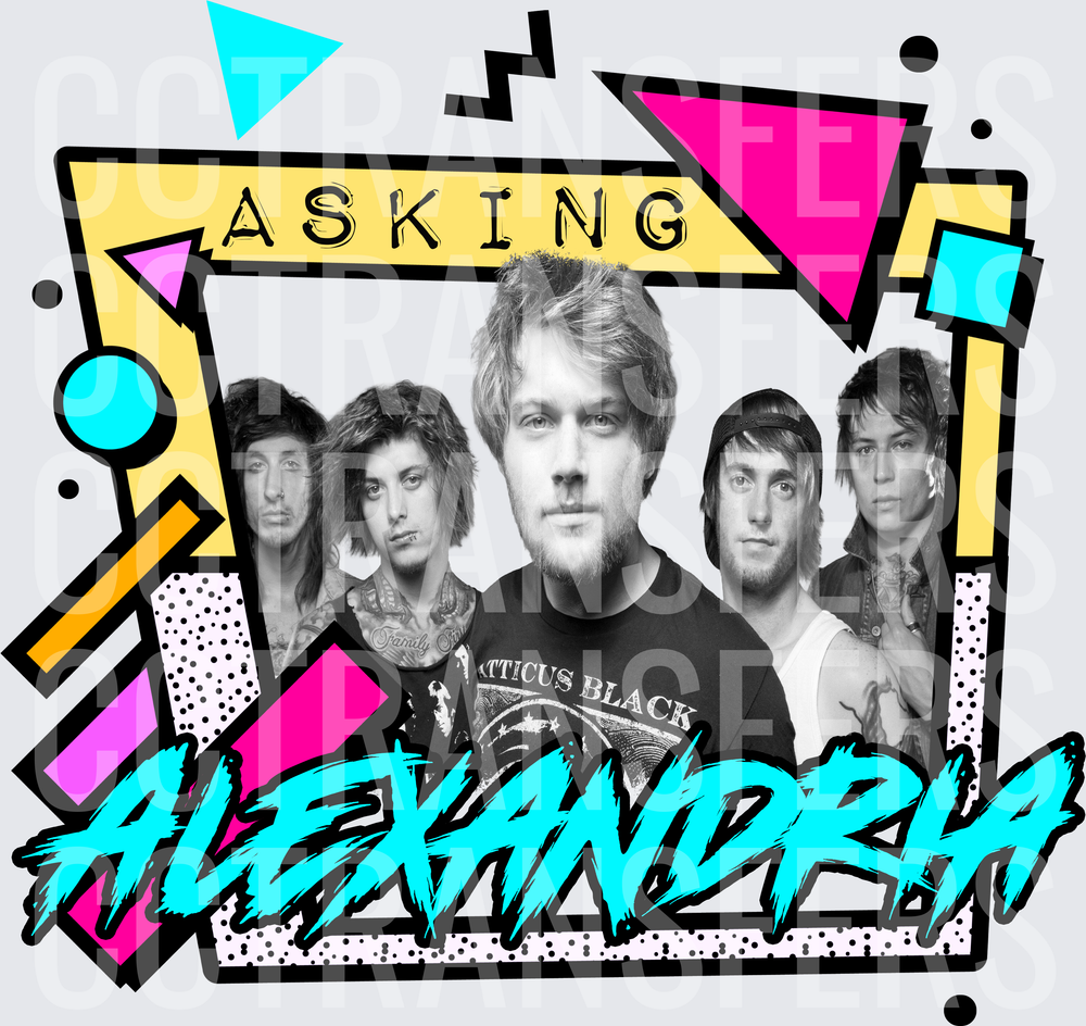 Asking Alexandria Band 90s Retro Geometric Graphic (DTF)