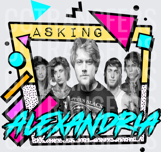 Asking Alexandria Band 90s Retro Geometric Graphic (DTF)
