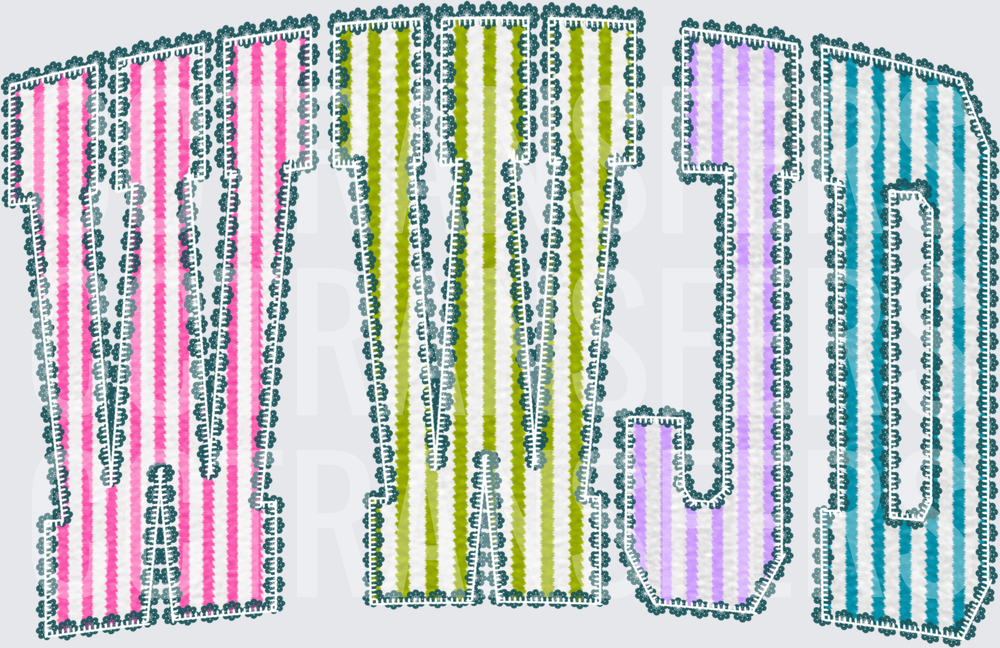 Striped Lace Border Letters N A J S Colorful (DTF)
