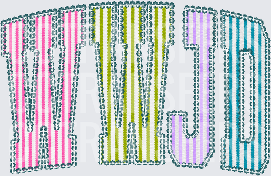 Striped Lace Border Letters N A J S Colorful (DTF)
